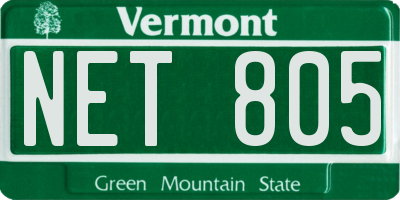 VT license plate NET805