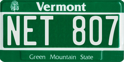 VT license plate NET807