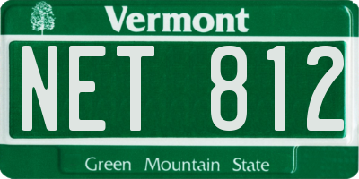 VT license plate NET812
