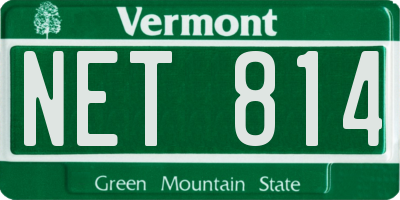 VT license plate NET814
