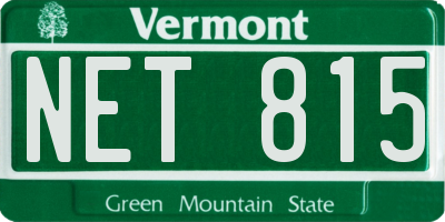 VT license plate NET815