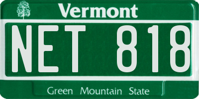 VT license plate NET818