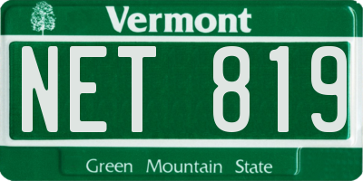 VT license plate NET819