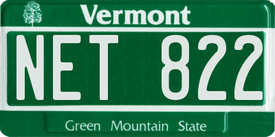 VT license plate NET822