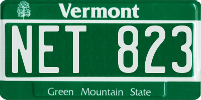 VT license plate NET823