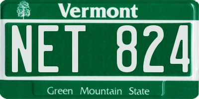 VT license plate NET824