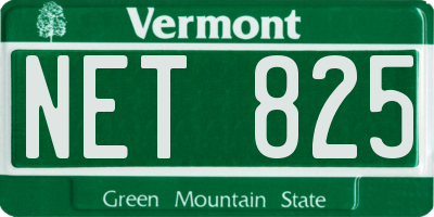 VT license plate NET825