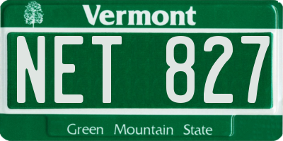 VT license plate NET827