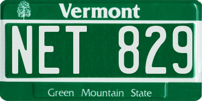 VT license plate NET829