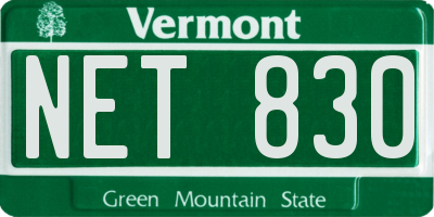 VT license plate NET830
