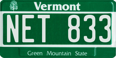 VT license plate NET833