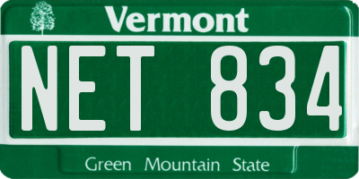 VT license plate NET834