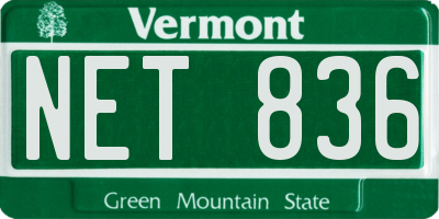 VT license plate NET836