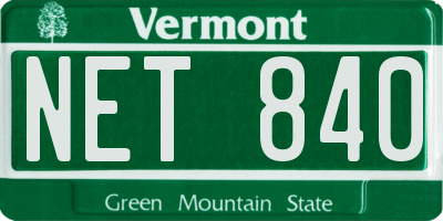 VT license plate NET840