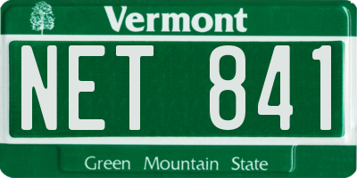 VT license plate NET841