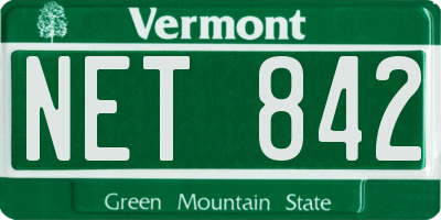 VT license plate NET842