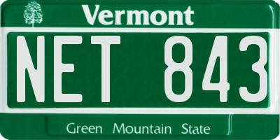 VT license plate NET843