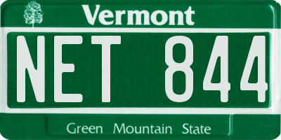 VT license plate NET844
