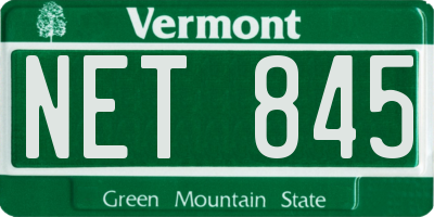VT license plate NET845