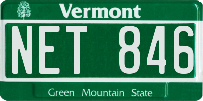 VT license plate NET846