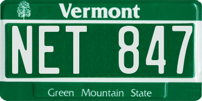VT license plate NET847