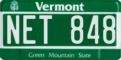 VT license plate NET848