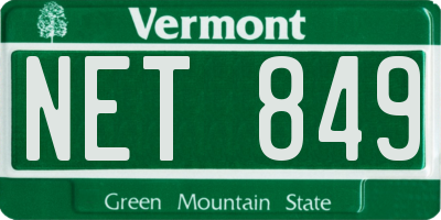 VT license plate NET849