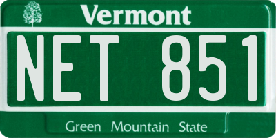 VT license plate NET851
