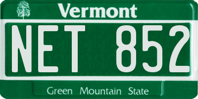VT license plate NET852