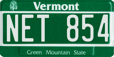 VT license plate NET854