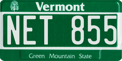 VT license plate NET855