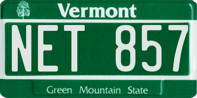 VT license plate NET857