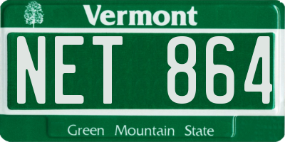 VT license plate NET864