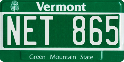 VT license plate NET865