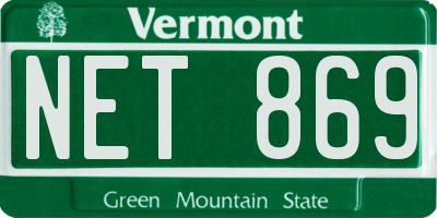 VT license plate NET869