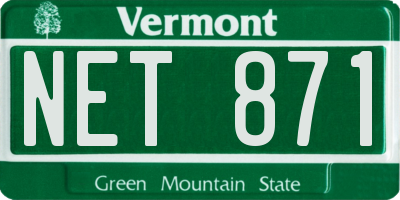 VT license plate NET871