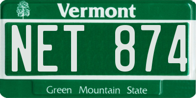 VT license plate NET874