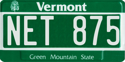 VT license plate NET875