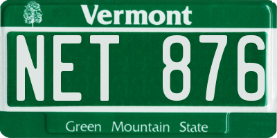 VT license plate NET876