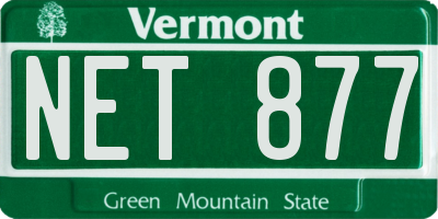 VT license plate NET877