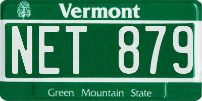 VT license plate NET879