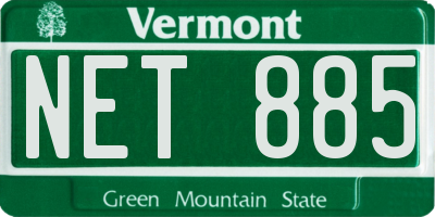 VT license plate NET885