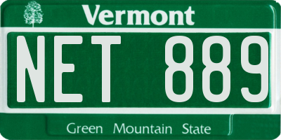 VT license plate NET889