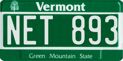 VT license plate NET893