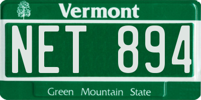 VT license plate NET894