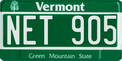 VT license plate NET905
