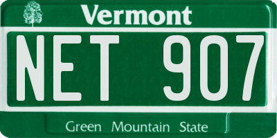 VT license plate NET907