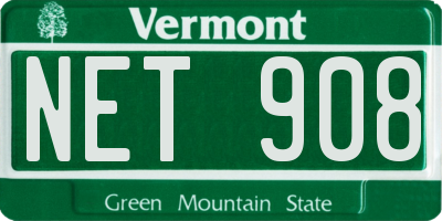 VT license plate NET908