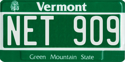 VT license plate NET909