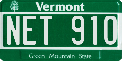 VT license plate NET910